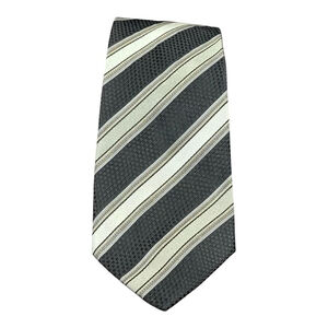 Mexx Tie Mens Silk Black Gray Silver Striped Made In Italy Classic Necktie 60in